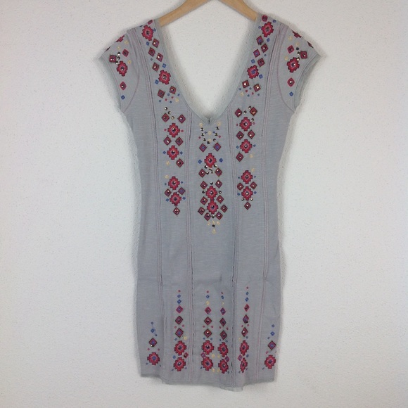 Free People Grey Multi Embroidered Sequin Bodycon - Picture 2 of 6